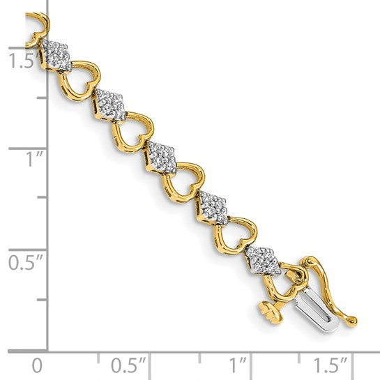 14k Diamond Heart Link Bracelet