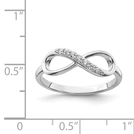 Sterling Silver Rhodium-plated with CZ Infinity Ring