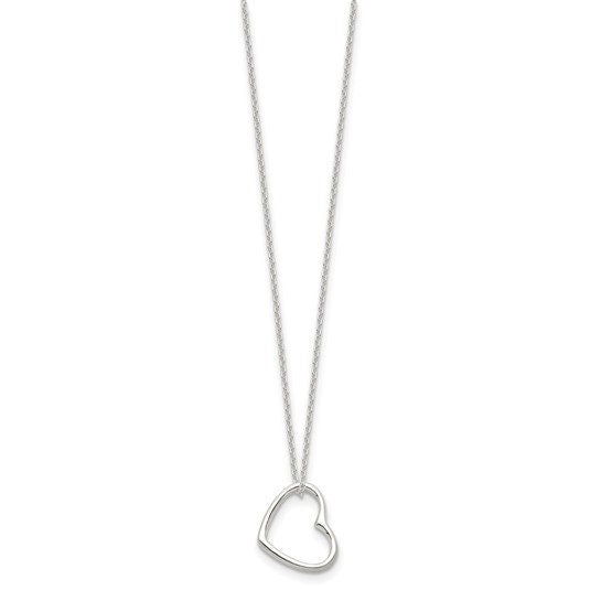 Sterling Silver Heart 14 inches with 2 In EXT Necklace