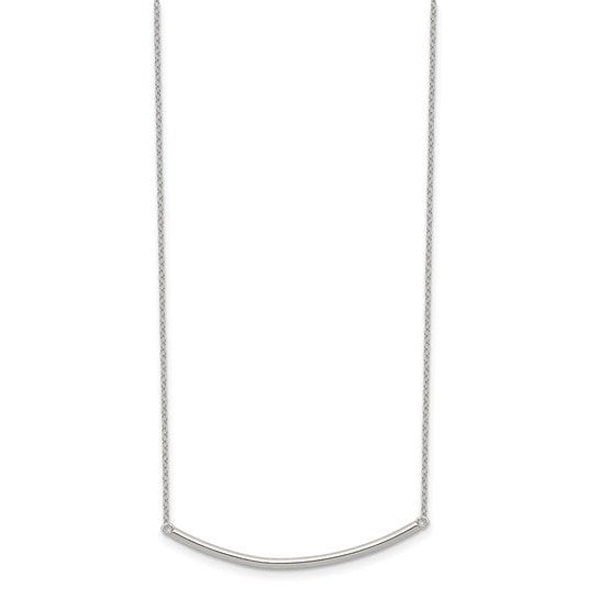 Sterling Silver Rhodium-plated Polished with 1 inch ext. Bar Necklace