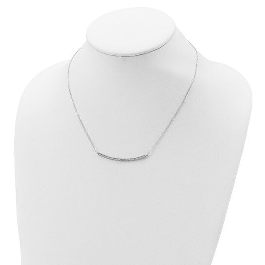 Sterling Silver Rhodium-plated CZ with 2in ext. Bar Necklace