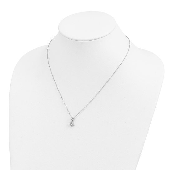 Sterling Silver Rhodium-pl CZ Love Knot Circles with 2.5 in ext Necklace