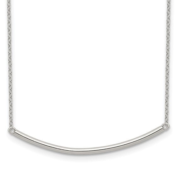 Sterling Silver Rhodium-plated Polished with 1 inch ext. Bar Necklace