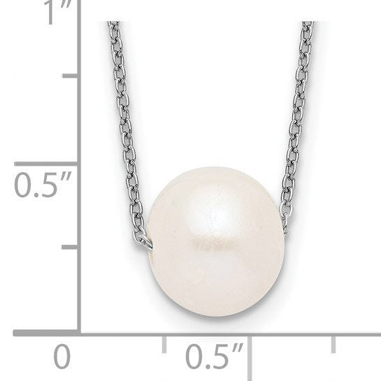 Sterling Silver Rhodium-plated 10-11mm FWC Pearl Necklace