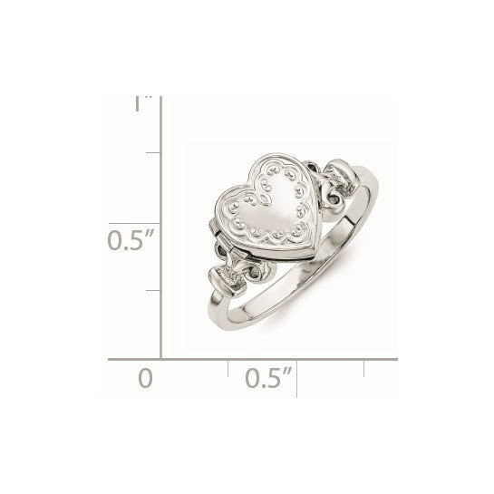 Sterling Silver Rhodium-plated 10mm Locket Ring