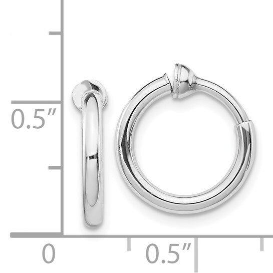 Sterling Silver Non-Pierced Round Hoop Earrings