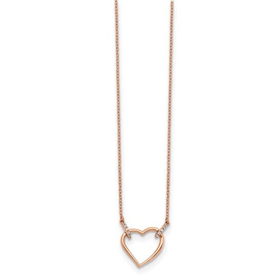 14k Rose Gold Diamond Heart 18 inch Necklace