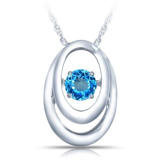 SS Pendant with light blue topaz