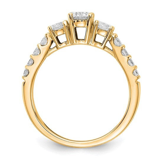 14k Gold Lab Grown, 3-Stone Diamond Ring, Engagement Ring