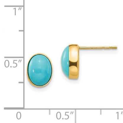 14k Oval Turquoise Earrings