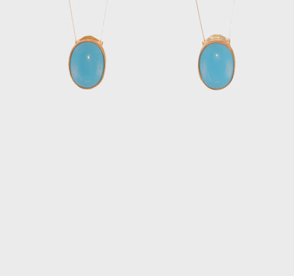 14k Oval Turquoise Earrings