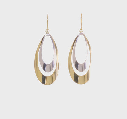 14K Two-tone Dangle Earrings