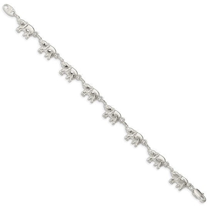Sterling Silver Elephants Bracelet