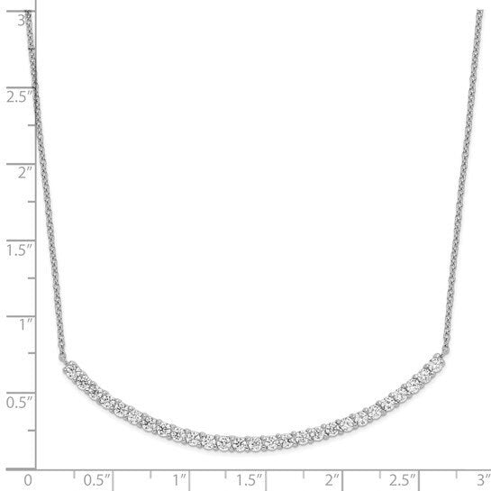 Cheryl M Sterling Silver Rhodium-plated Brilliant-cut CZ Curved Bar 18 Inch Necklace