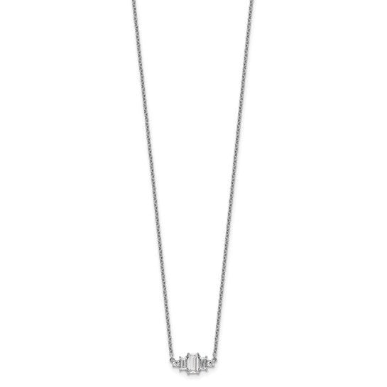 Cheryl M Sterling Silver Rhodium-plated Brilliant-cut and Emerald-cut Bar 18 Inch Necklace