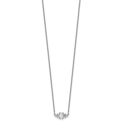 Cheryl M Sterling Silver Rhodium-plated Brilliant-cut and Emerald-cut Bar 18 Inch Necklace