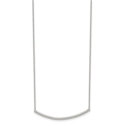 Sterling Silver Rhodium-plated Polished with 1 inch ext. Bar Necklace