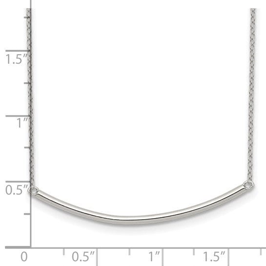 Sterling Silver Rhodium-plated Polished with 1 inch ext. Bar Necklace