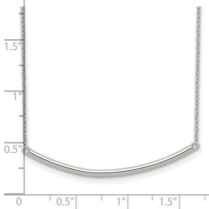 Sterling Silver Rhodium-plated Polished with 1 inch ext. Bar Necklace