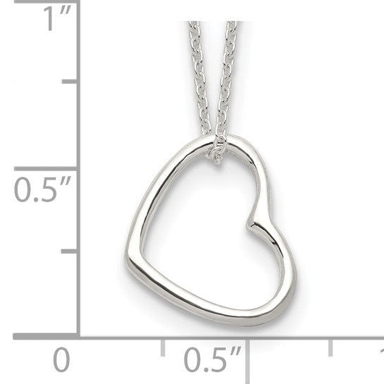 Sterling Silver Heart 14 inches with 2 In EXT Necklace