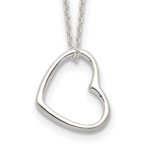 Sterling Silver Heart 14 inches with 2 In EXT Necklace