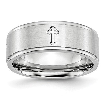 Chisel Cobalt Satin and Polished Ridged Edge 8mm Band