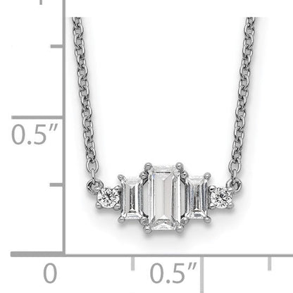 Cheryl M Sterling Silver Rhodium-plated Brilliant-cut and Emerald-cut Bar 18 Inch Necklace
