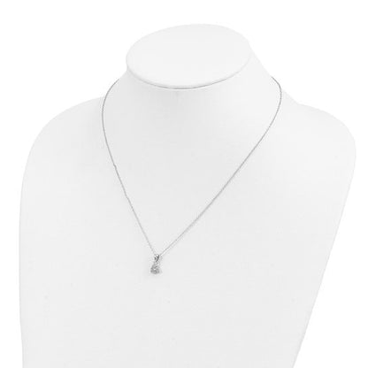 Sterling Silver Rhodium-pl CZ Love Knot Circles with 2.5 in ext Necklace