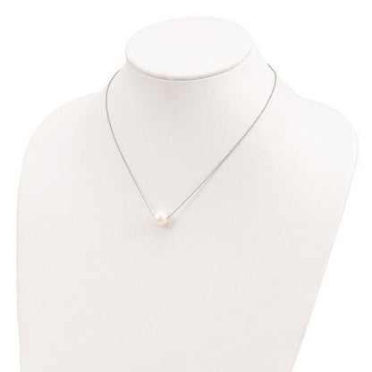 Sterling Silver Rhodium-plated 10-11mm FWC Pearl Necklace