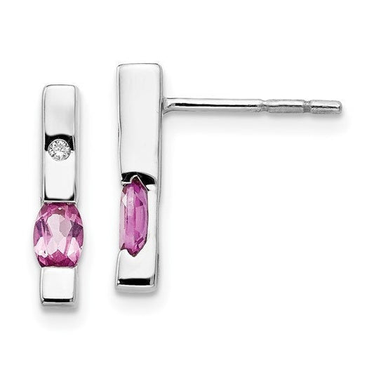 White Ice Diamond & Pink Tourmaline Earrings