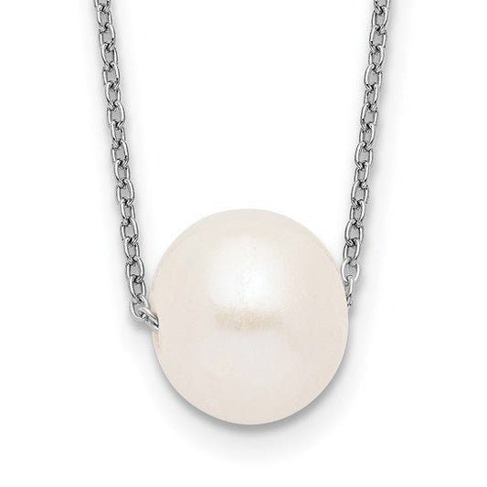 Sterling Silver Rhodium-plated 10-11mm FWC Pearl Necklace