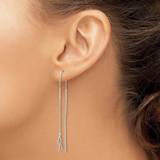 Sterling Silver Polished Double Heart Threader Earrings