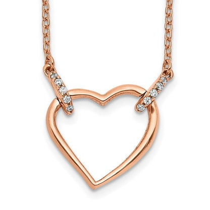 14k Rose Gold Diamond Heart 18 inch Necklace