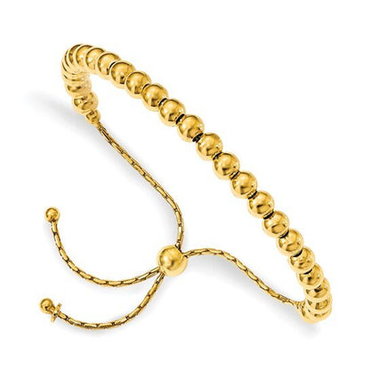 Sterling Silver Gold-Plated Polished Beaded Adjustable Bracelet