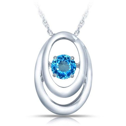 SS Pendant with light blue topaz
