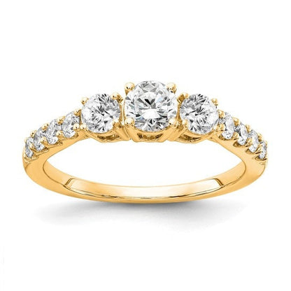 14k Gold Lab Grown, 3-Stone Diamond Ring, Engagement Ring