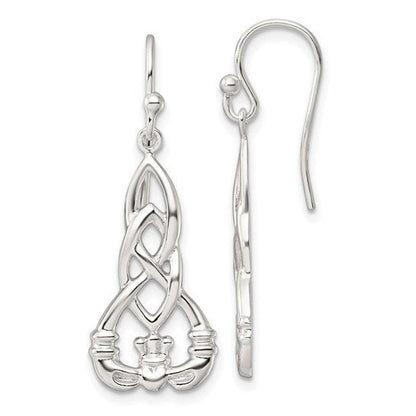 Celtic Knot Claddagh Dangle Earrings