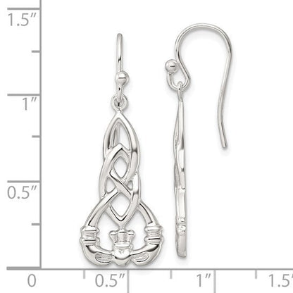 Celtic Knot Claddagh Dangle Earrings